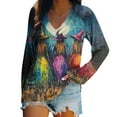 thumbnail image 1 of Halloween Blouses for Women Plus Size Loose Shirts Fall Long Sleeve V-Neck Pullover Full Printed Tops Funny Halloween Costumes, 1 of 5