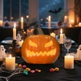 thumbnail image 1 of Halloween Blow Pumpkin Battery Operated Desktop Ornament for Indoor Outdoor Decoration - for Porch Yard Tabletop Holiday Décor, 1 of 5