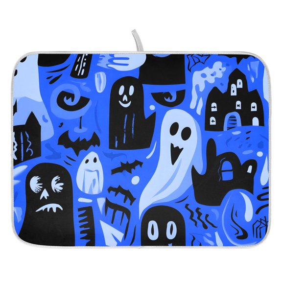 Halloween Blue Element Drying Dish Mat Quick Drying Absorbent Soft Durable for Kitchen 16" x 18"