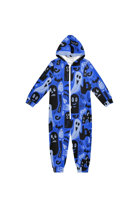 Halloween Blue Element One Piece Pajamas Soft Jumpsuit Cozy Sleep and Play Romper Zipper and Pockets 4T