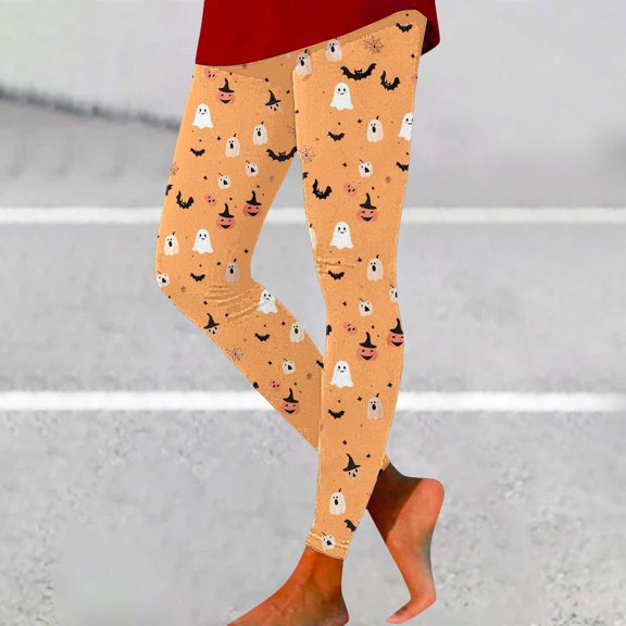 Halloween Blue Fleece Lined Leggings Women Fall Winter Polyester,Spandex High Waisted Full Length Buttery Soft Yoga Pants for Workout Athletic Daily 3XL