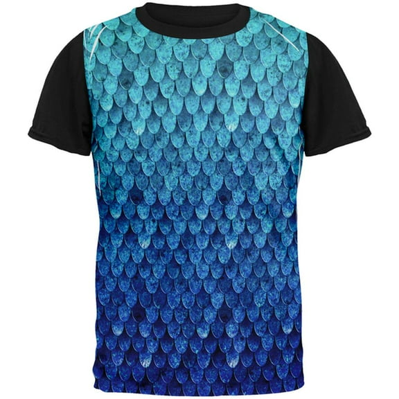 Halloween Blue Frost Dragon Rider Armor All Over Mens Black Back T Shirt Multi SM
