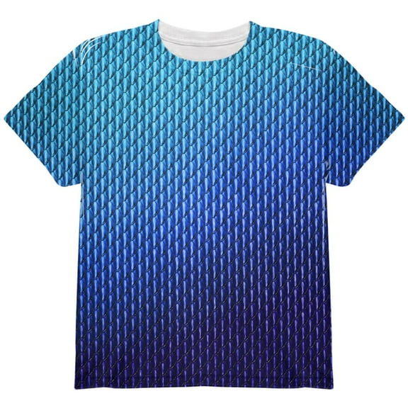 Halloween Blue Ice Dragon Scales Costume All Over Youth T Shirt Multi YSM