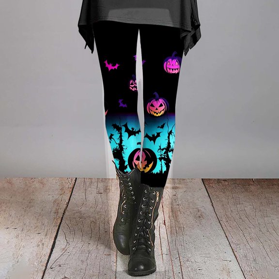 Halloween Blue Leggings for Women with Pockets/no Pocket Milk Silk Grinding High Waisted Tummy Control Yoga Pants for Workout Gym Black Leggings Plus Size Dance M