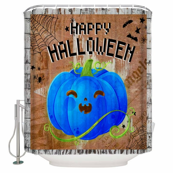 Halloween Blue Pumpkin Shower Curtain Set ,Waterproof Fabric Shower Curtains Shower Curtains for Bathroom,Bathroom Decor 60"x72"