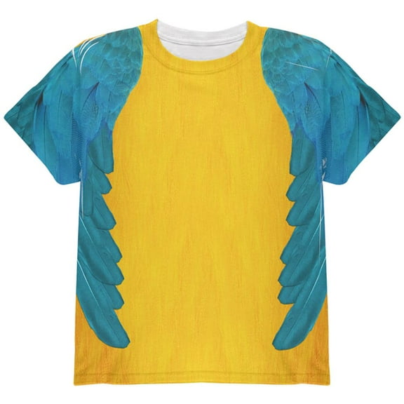 Halloween Blue & Yellow Parrot Macaw Costume All Over Youth T Shirt Multi YLG