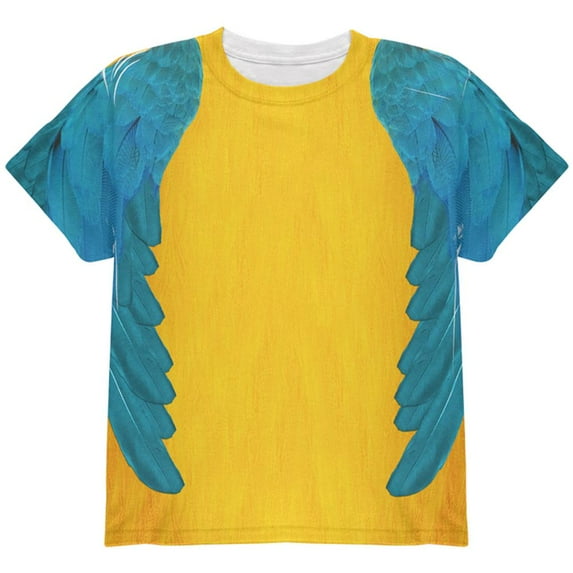 Halloween Blue & Yellow Parrot Macaw Costume All Over Youth T Shirt Multi YSM