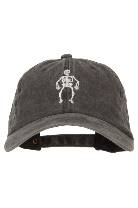 Halloween Body Skeleton Embroidered Unstructured Cotton Cap - Black OSFM