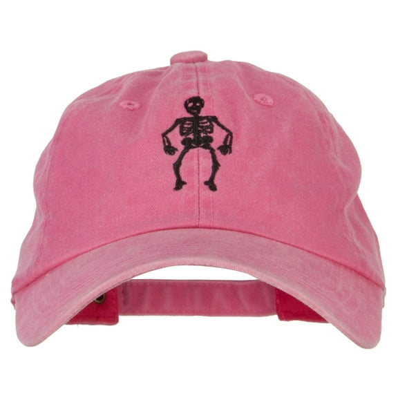 Halloween Body Skeleton Embroidered Unstructured Cotton Cap - Pink OSFM