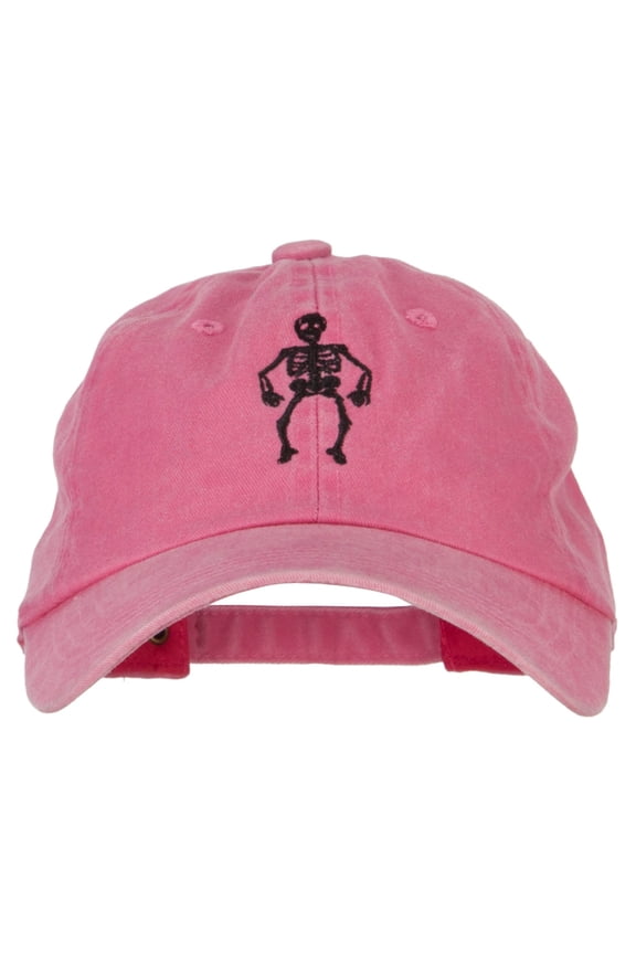 Halloween Body Skeleton Embroidered Unstructured Cotton Cap - Pink OSFM