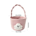 thumbnail image 1 of Halloween Boho Cotton Rope Basket with Handle,Woven Ghost Boo Candy Bucket for Trick-or-Treat Party Favor Gift Storage Display, 1 of 6