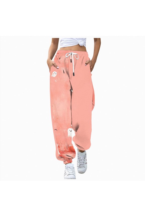 Halloween Boho Yoga Pants for Women Joggers Workout Pants Casual Dance Sweatpants Beach Sport Pants Trousers(Pink,XXL)