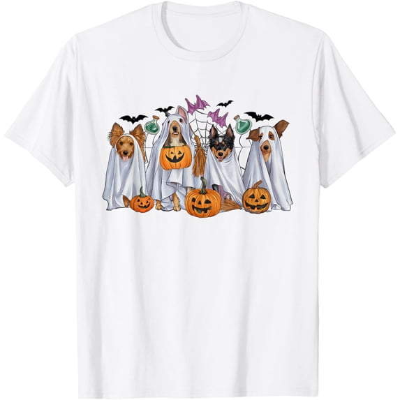Halloween Boo Dogs Ghost Pumpkins Spooky Dog Lover Outfit T-Shirt WHITE Unisex S-5XL Hot Trending Shirt, Vintage Birthday Gift