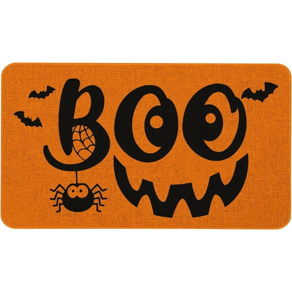 Halloween Boo Doormat - Non Slip Indoor/Indoor Entrance Floor Mat - Rubber Welcome Mat 32"x20"