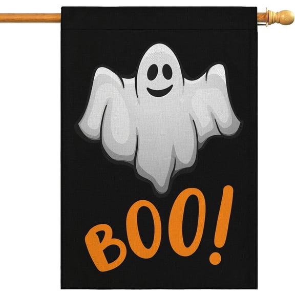 Halloween Boo Garden Flag Spooky Ghost Welcome Flags Double Sided Vertical Burlap Yard Outdoor Halloween Decor 28x40 Inch