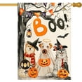 thumbnail image 1 of Halloween Boo House Flag Vertical Double Sided,Scary Pumpkin Ghost Spooky Dog 28 x 40 Inch Burlap Welcome Yard Flag for Halloween Farmhouse Holiday Yard Outdoor Decoration, 1 of 6