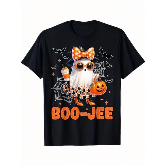 Halloween Boo JEE Pattern T-Shirt - Witch Pumpkin Bat Design for Women Men Youth