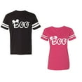 thumbnail image 1 of Halloween Boo Matching Cotton Jerseys (Black / Pink) (XL / L), 1 of 3