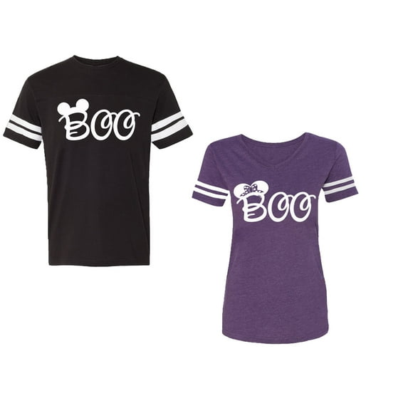 Halloween Boo Matching Cotton Jerseys (Black / Purple) (M / M)