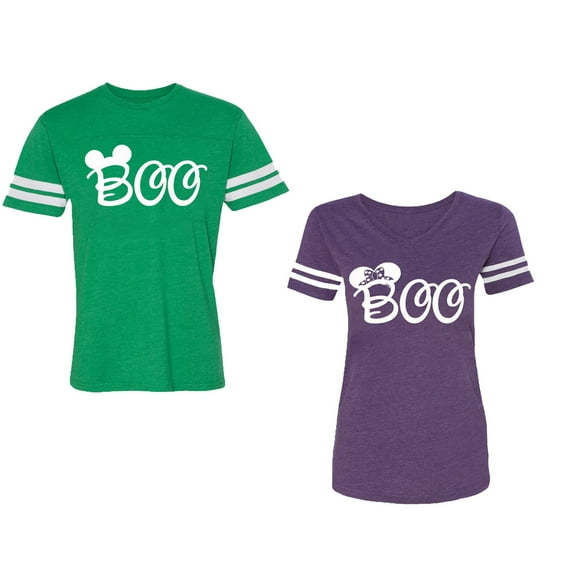 Halloween Boo Matching Cotton Jerseys (Green / Purple) (XL / XL)