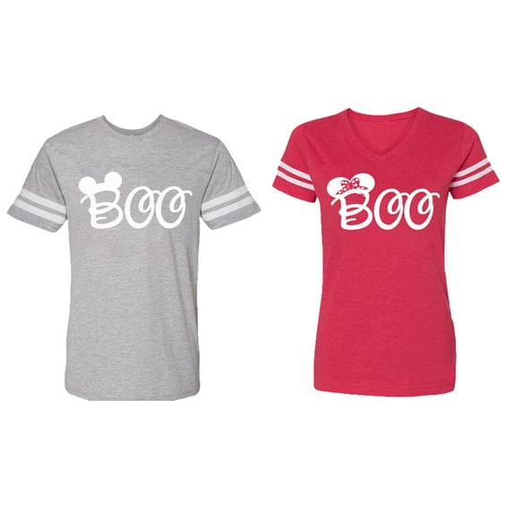Halloween Boo Matching Cotton Jerseys (Heather / Red) (XL / L)