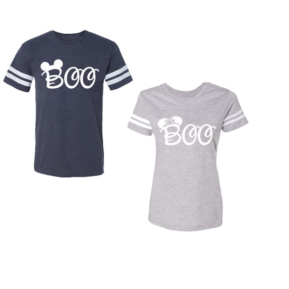 Halloween Boo Matching Cotton Jerseys (Navy / Heather) (XL / XL)
