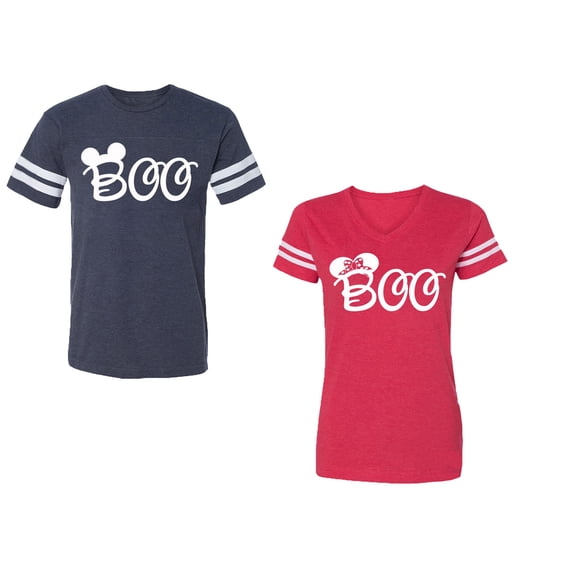 Halloween Boo Matching Cotton Jerseys (Navy / Red) (XL / S)