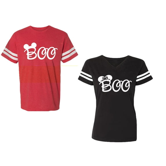 Halloween Boo Matching Cotton Jerseys (Red / Black) (XXL / S)