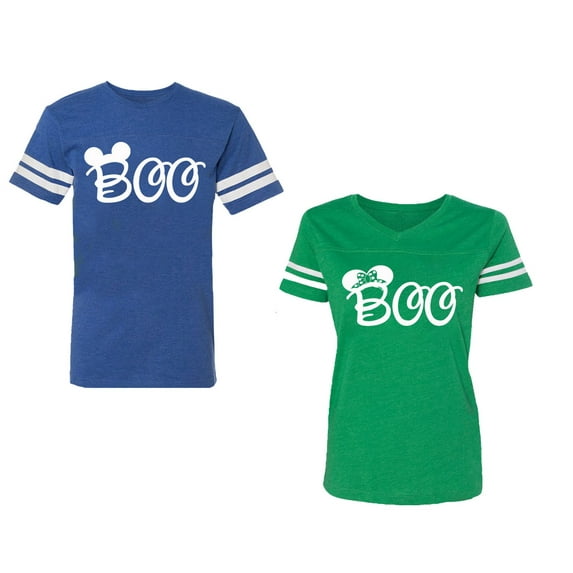 Halloween Boo Matching Cotton Jerseys (Royal / Green) (XL / S)