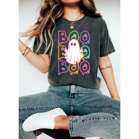 Halloween Boo Neon T-shirt, Neon Halloween Ghost T-shirt, Halloween Ghost Neon T-shirt, Halloween Party T-shirt, Boo T-Shirt, Ghost Boo Girls T-shirt.