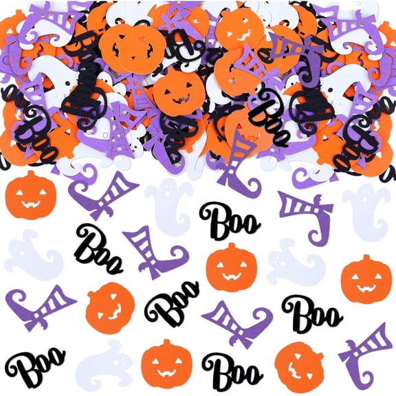 Halloween Boo Paper Confetti, 100 Pieces Ghost Pumpkin Witch Boot Cutouts For Holiday Party Table Decorations