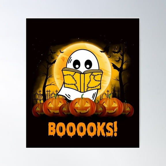 Halloween Boo Reading Book Poster Wall Art, Modern Wall Decor For Living Room Bedroom, 8x12 UNFRAMED