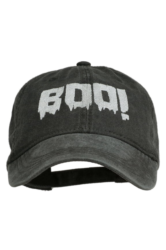 Halloween Boo Sign Embroidered Washed Cap - Black OSFM