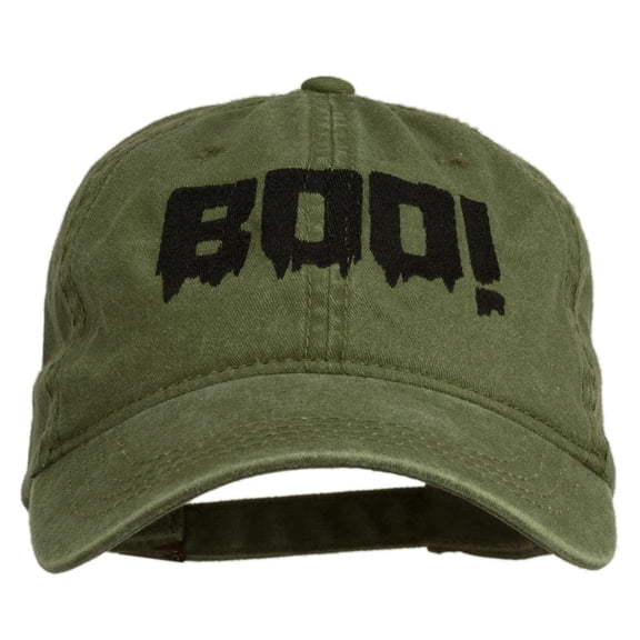 Halloween Boo Sign Embroidered Washed Cap - Olive Green OSFM