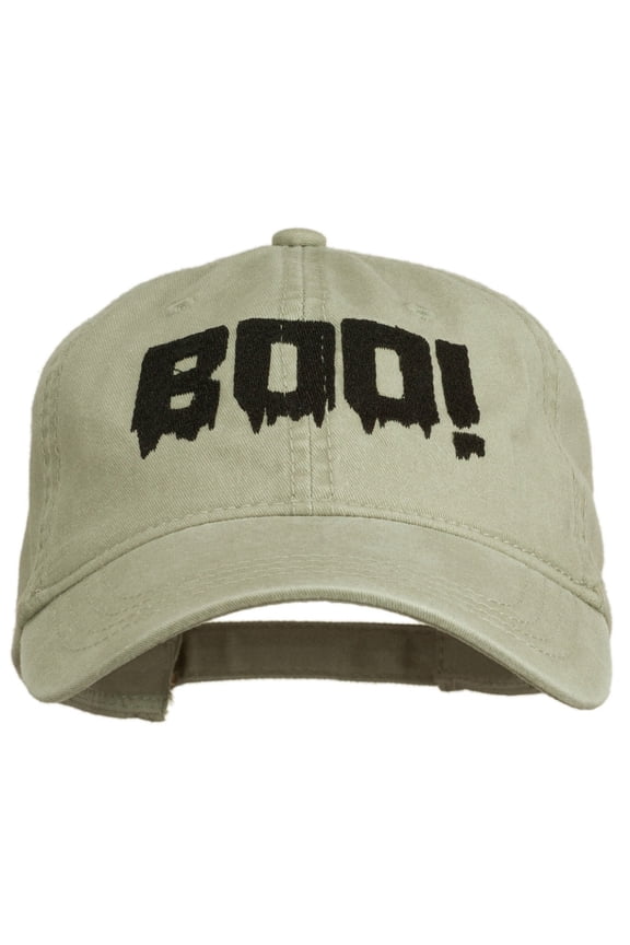 Halloween Boo Sign Embroidered Washed Cap - Stone OSFM