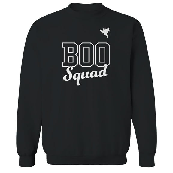 Halloween Boo Squad Jersey Graphic Black Men's Cotton Pullover Sweatshirt