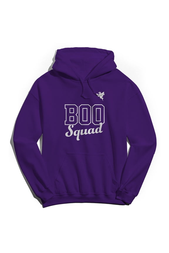 Halloween Boo Squad Jersey Graphic Purple Men's Cotton Pullover Hoodie
