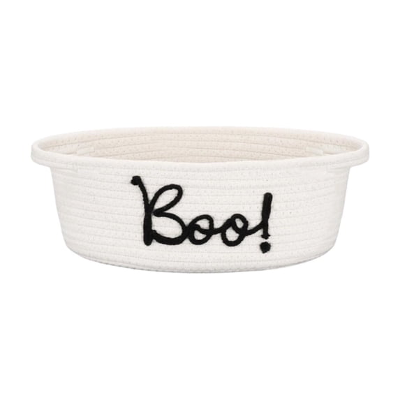 Halloween Boo Woven Basket, Cute Spooky Basket, Trick Or Treat Gift Organizer For Halloween Party Favors And Decorations