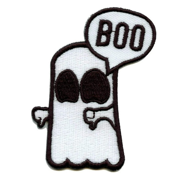 Halloween Booing Ghost With Thumbs Down Embroidered Iron On Patch