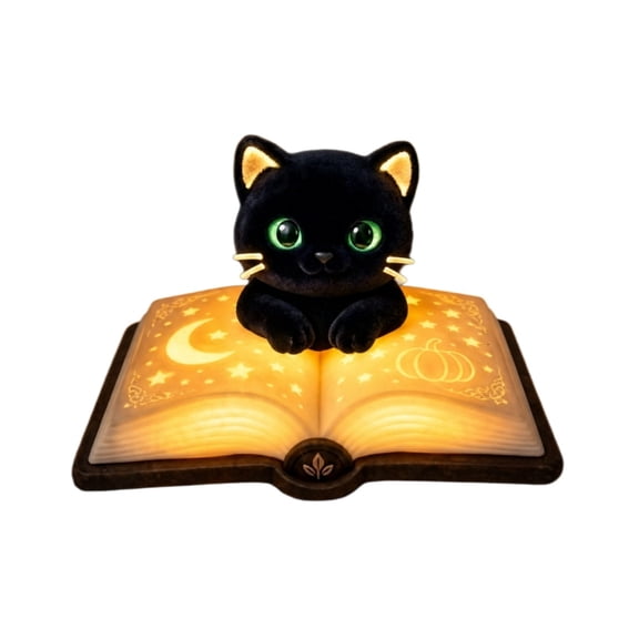 Halloween Book Shaped LED Night Light, Resin Pumpkin Star Glowing Book Lamp, Spooky Fall Tabletop Decor for Bedroom, Living Room, Mantel, Home Decor