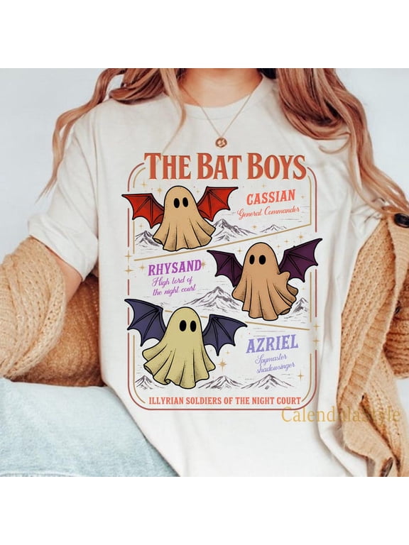 Halloween Bookish T Shirt, The Bat Boys ACOTAR Shirt, Ghost ACOTAR Shirt, Rhysand Azriel Cassian Tee, Hunt Athalar Wings Shirt