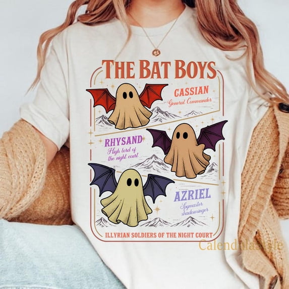 Halloween Bookish T Shirt, The Bat Boys ACOTAR Shirt, Ghost ACOTAR Shirt, Rhysand Azriel Cassian Tee, Hunt Athalar Wings Shirt