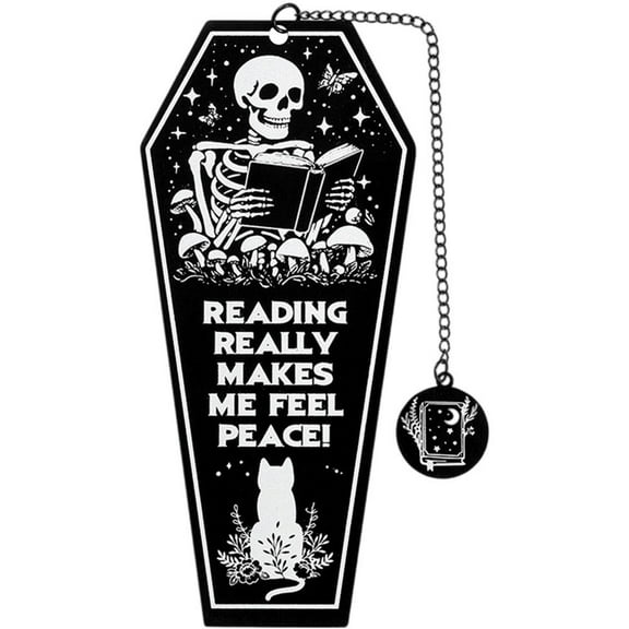 Halloween Bookmarks Double Sided Printing Skeleton Coffin Bookmarks Page Markers Reading Accessories Gifts for Women, Men, Book Lovers