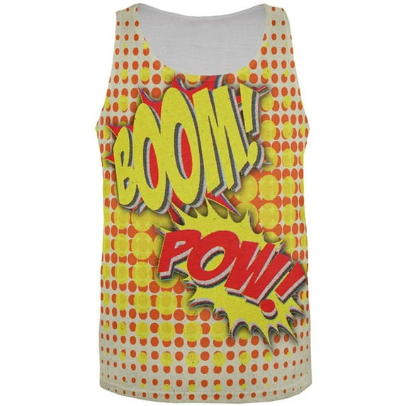 Halloween Boom Pow Vintage Comic Book Costume All Over Mens Tank Top Multi X-LG