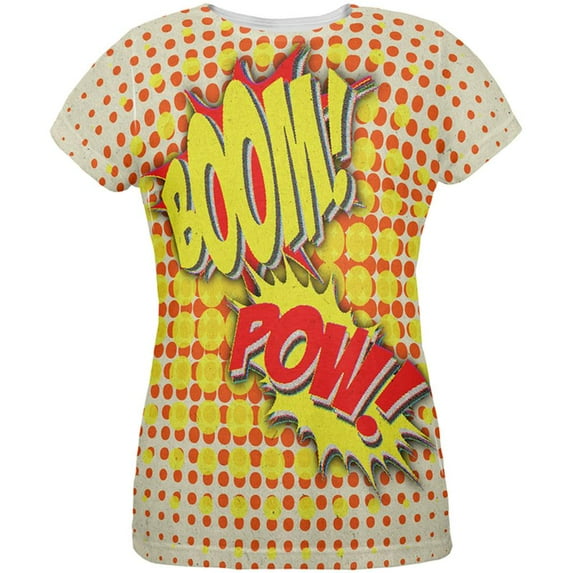 Halloween Boom Pow Vintage Comic Book Costume All Over Womens T Shirt Multi MD