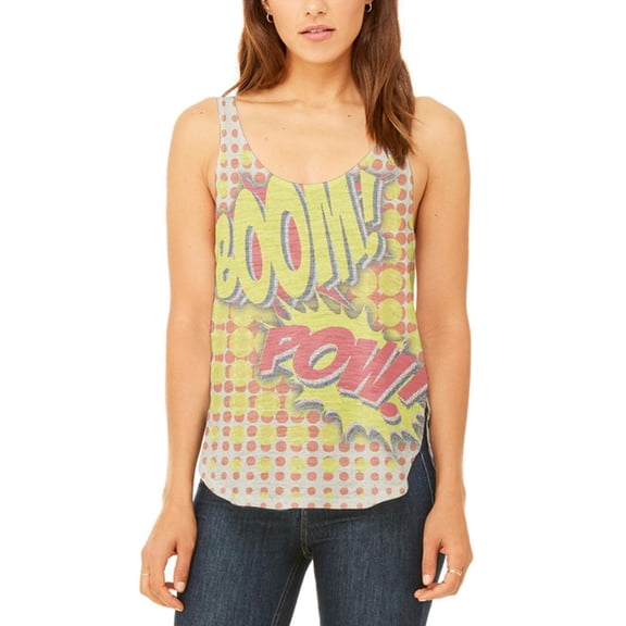 Halloween Boom Pow Vintage Comic Book Costume Juniors Flowy Tank Top Multi MD