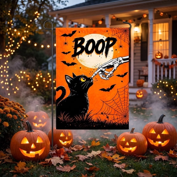 Halloween Boop Skeleton Hand Garden Flag, Spooky Cute Fall Decor,Outdoor Yard Porch Flag