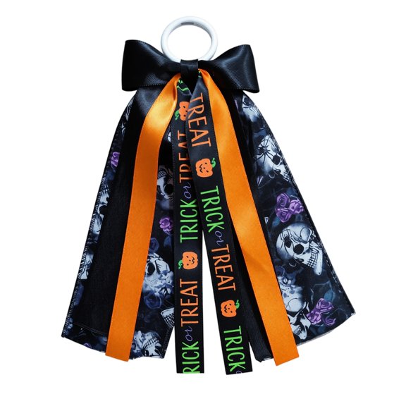 Halloween Boot Ribbon Bow Set, Spooky Haunted House Ghost Pumpkin Spider Web Western Cowboy Boot Decor, Streamer Ornament Halloween Cowgirl Costume Accessory (Black)