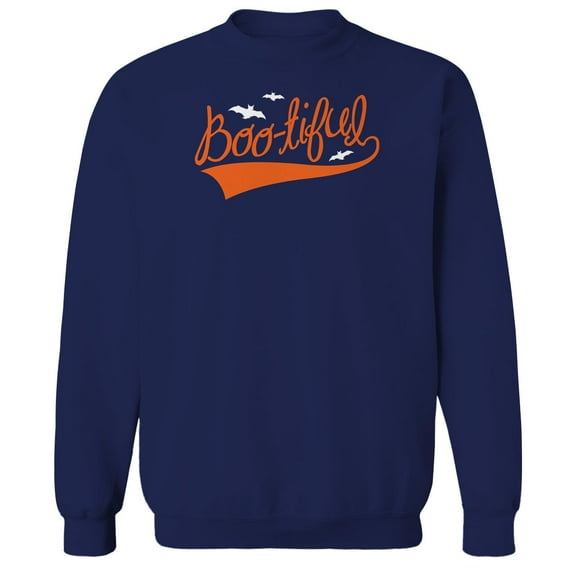 Halloween Bootiful Graphic Navy Men's Cotton Pullover Sweatshirt