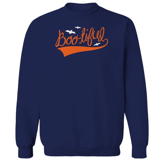 Halloween Bootiful Graphic Navy Men's Cotton Pullover Sweatshirt